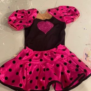Pink and black 2 piece leotard and skirt set
